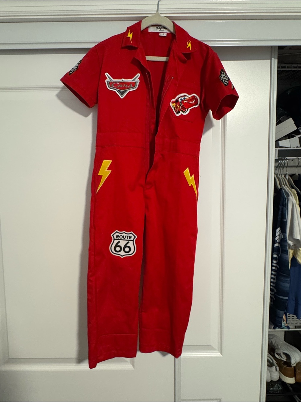 Kids Red Lightning McQueen Patch Jumpsuit - Cars Theme